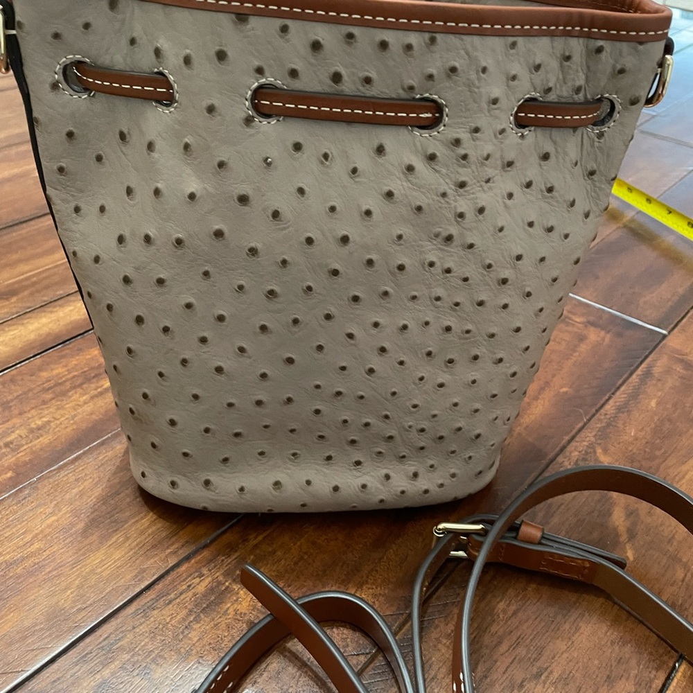 NWOT Dooney & Bourke Ostrich Small Drawstring Crossbody. - Picture 2 of 6